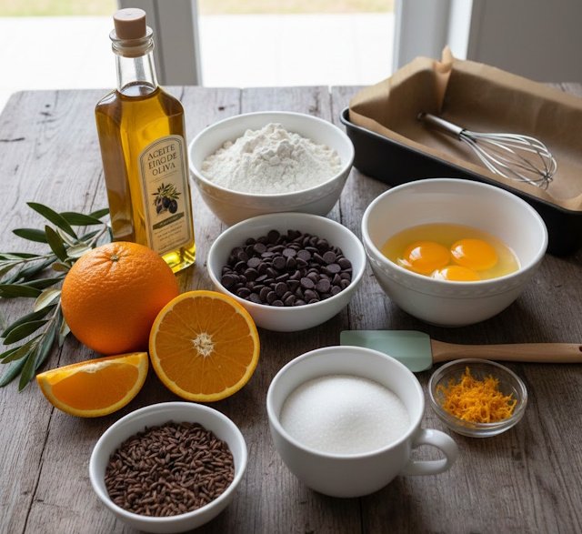 Receta de Bizcocho Naranja, Anís y Chocolate