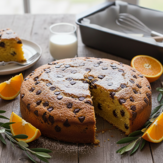 Bizcocho Naranja, aceite y chocolate