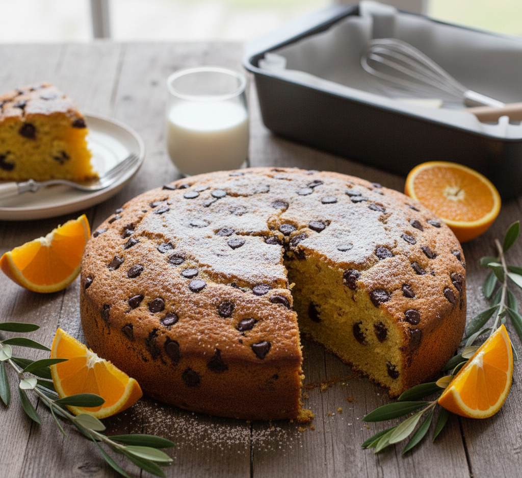 Bizcocho Naranja, aceite y chocolate