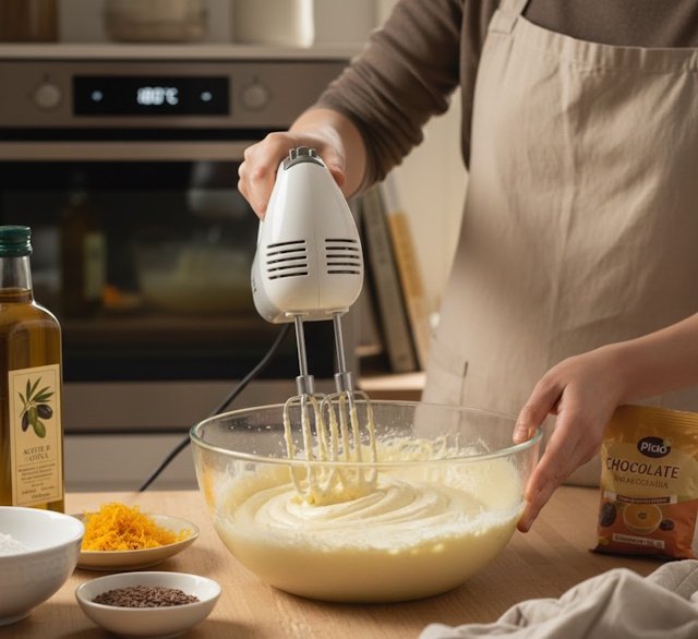 Bizcocho Naranja, aceite y chocolate