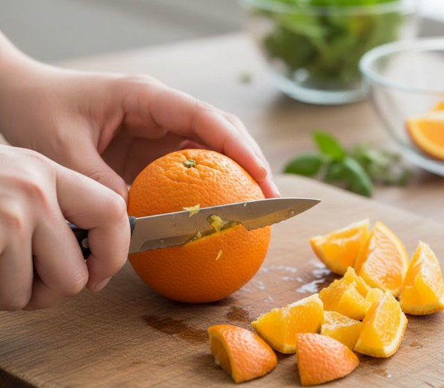 Naranja Triturada para hacer la receta de Bizcocho