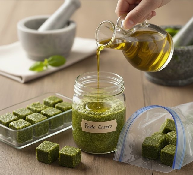 receta de conservar Pesto en Tarro y Congelado