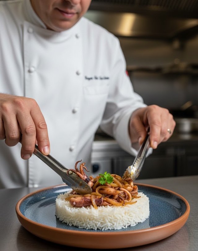 Receta de Chipirones Encebollados con Arroz