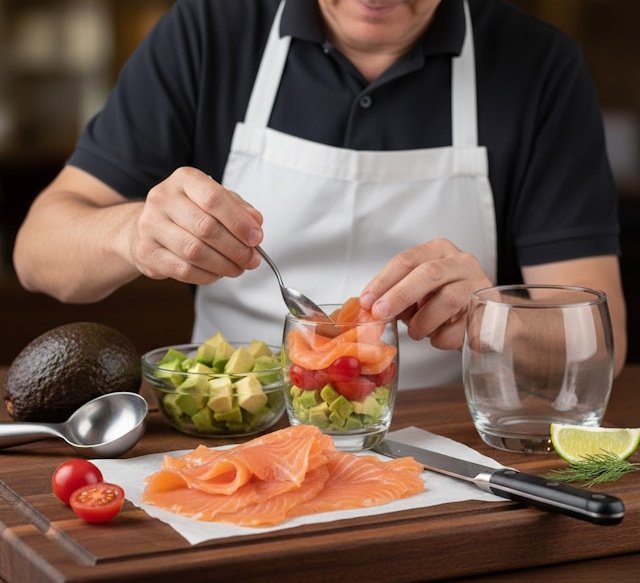 Receta Cóctel Aguacate y Salmón