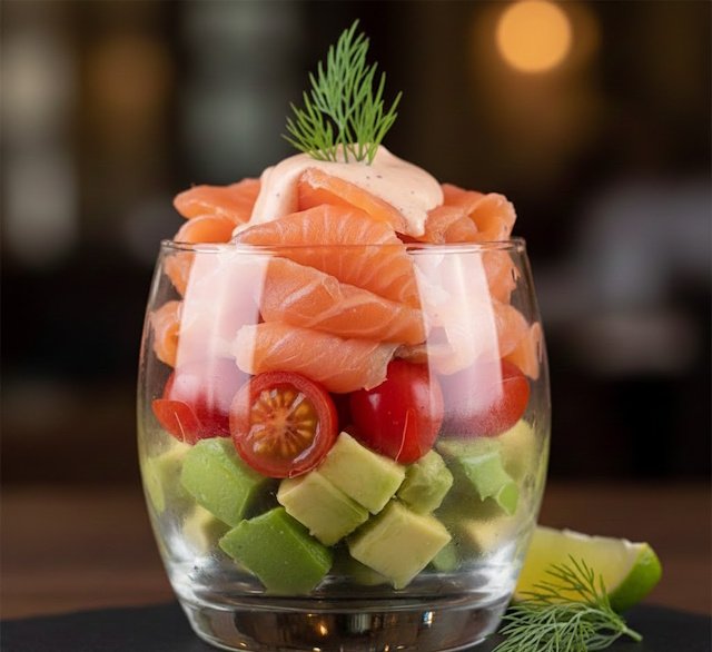 Receta Cóctel Aguacate y Salmón