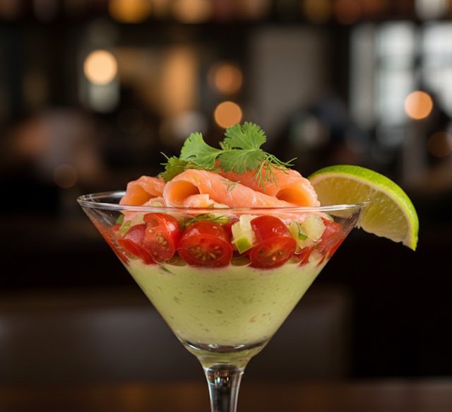 receta de Cóctel de aguacate y salmón ahumado