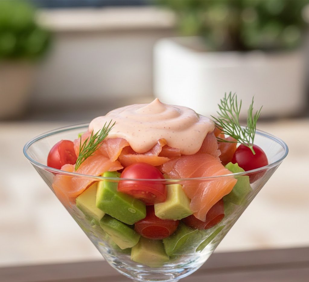 Receta Cóctel Aguacate y Salmón