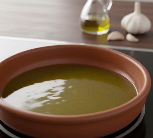 Aceite en una cazuela de barro