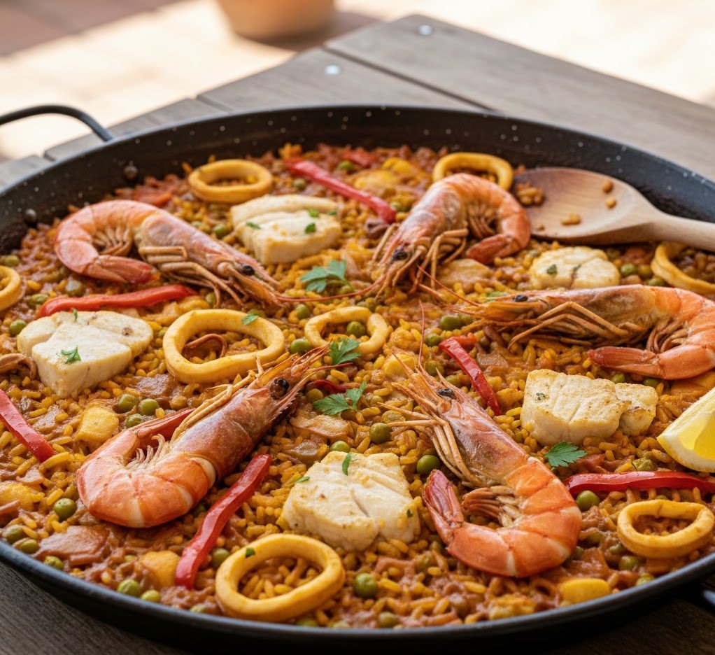 Receta Paella de Rape, Sepia y Langostinos