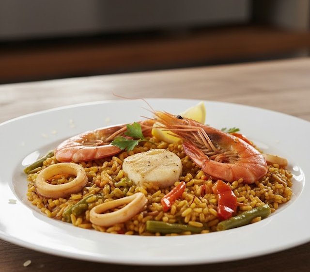 Receta Paella de Rape, Sepia y Langostinos