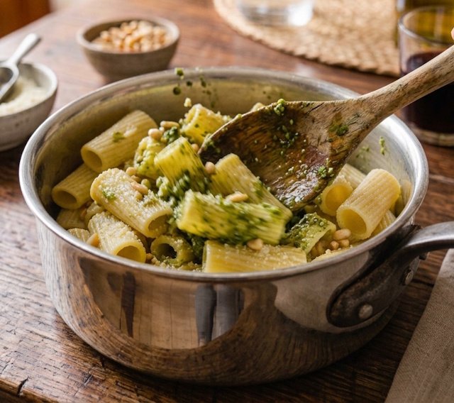 Receta de Rigatoni al Pesto