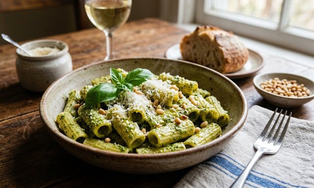 Receta de Rigatoni al Pesto
