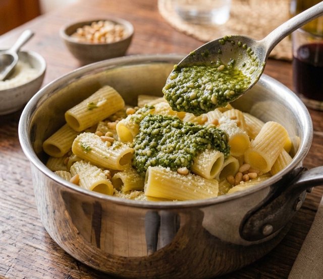 Receta de Rigatoni al Pesto