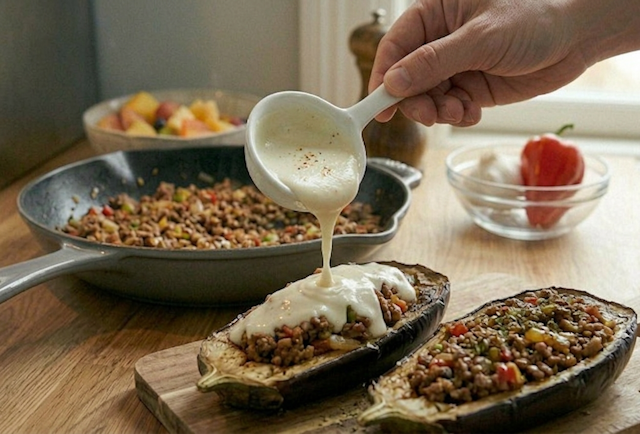 Berenjenas rellenas de carne al horno