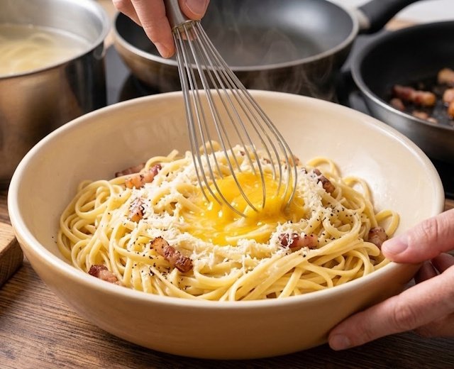 Receta de Linguini Carbonara