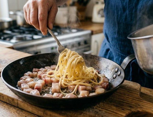 Receta de Linguini Carbonara