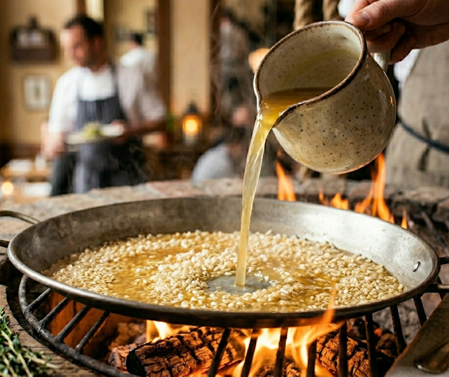 Paella, usando la receta de caldo base
