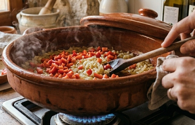 Sofrito de cebolla, ajo, pimiento