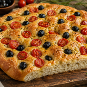 Focaccia de Tomates y Aceitunas