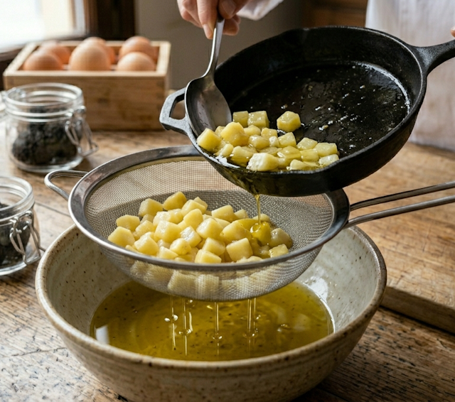 Patatas fritas escurridas