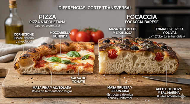 Diferencias entre la Pizza y la Focaccia