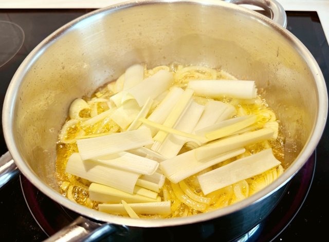 Puerro, Cebolla y ajo fritos