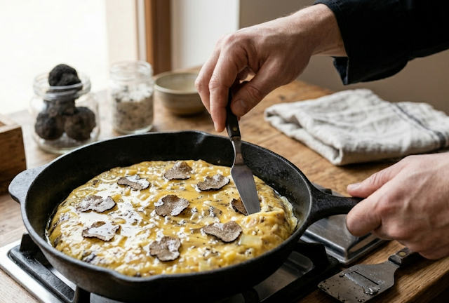 Tortilla de patata con trufa negra