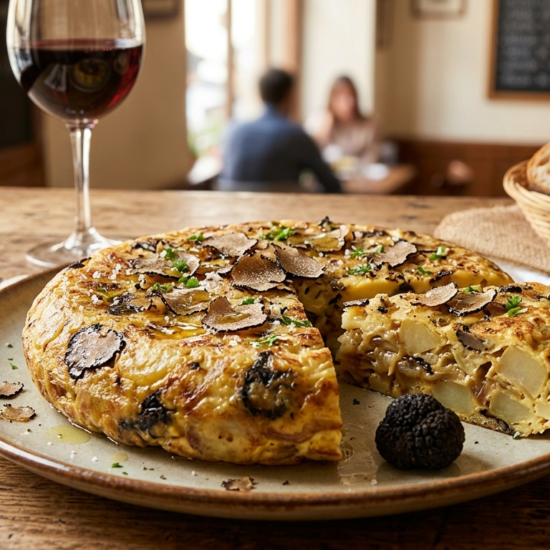 Tortilla de patata con trufa negra