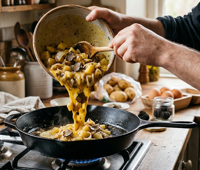 Tortilla de patata con trufa negra