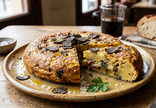 Tortilla de patata con trufa negra