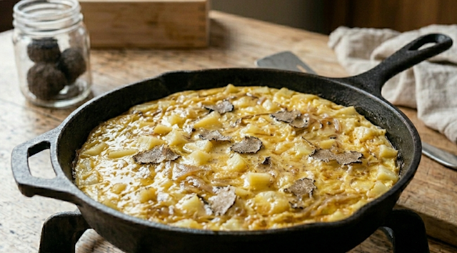 Tortilla de patata con trufa negra