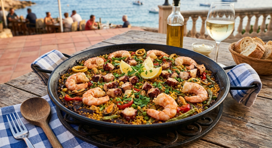 paella de pulpo y langostinos