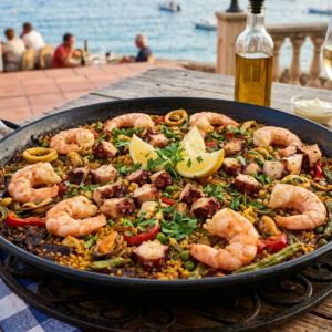 paella de pulpo y langostinos