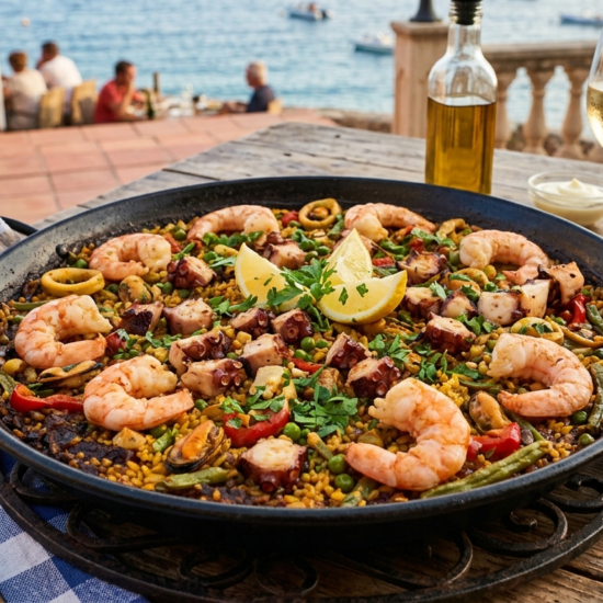 paella de pulpo y langostinos