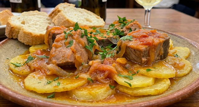 Atún a la Sanluqueña con Patatas Panaderas