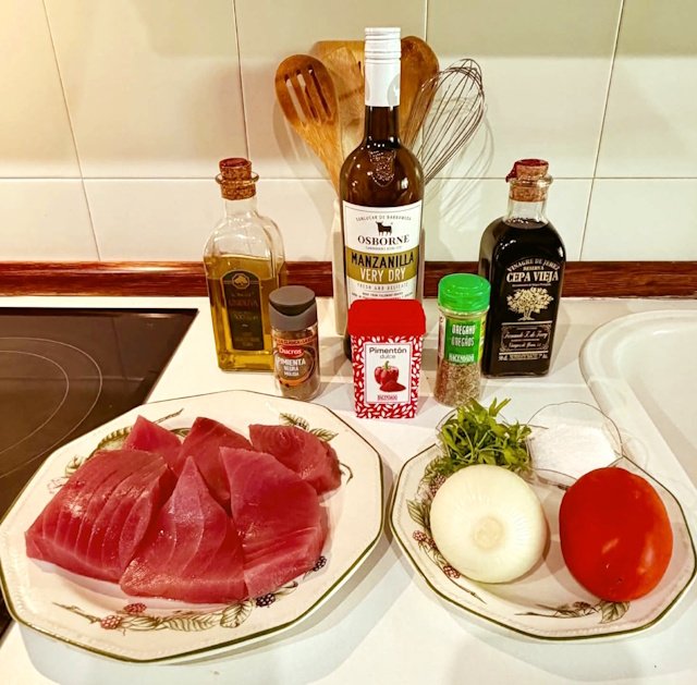 Mise en Place de Atún a la Sanluqueña