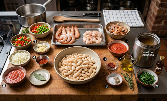 Mise en Place de la Receta de Judiones de la Granja