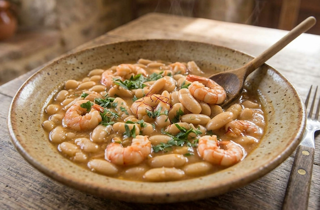 Judiones de la Granja con Gambones