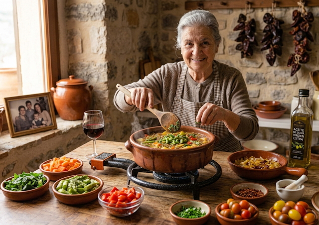 Ama de casa haciendo la Receta de Olleta Alicantina