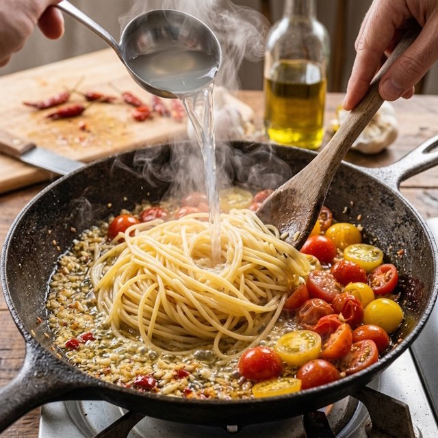 Espaguetis con sofrito