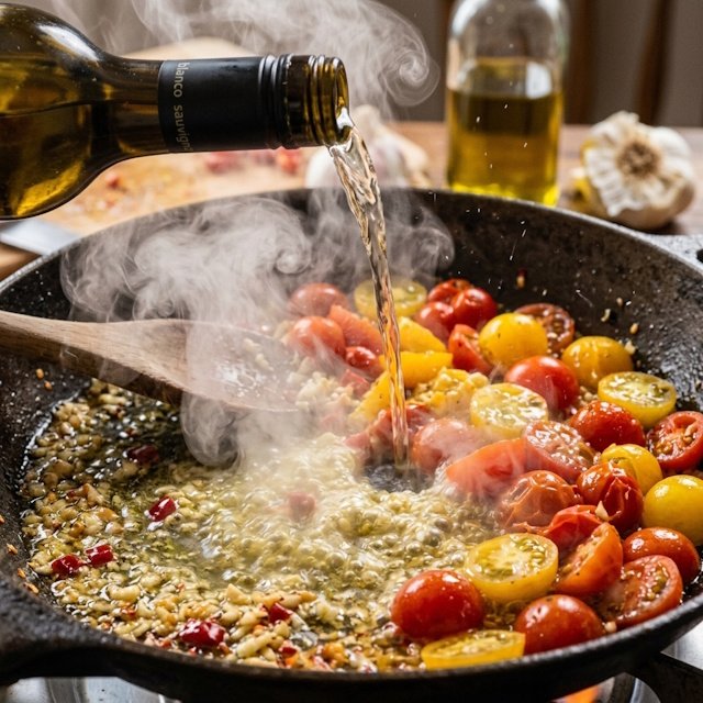 Sofrito con vino blanco