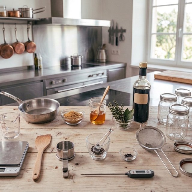 Mise en Place de la receta Vinagre de Módena Casero