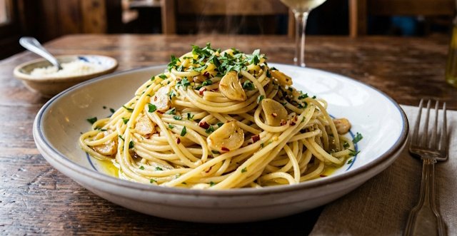 Espaguetis con Ajo Aceite