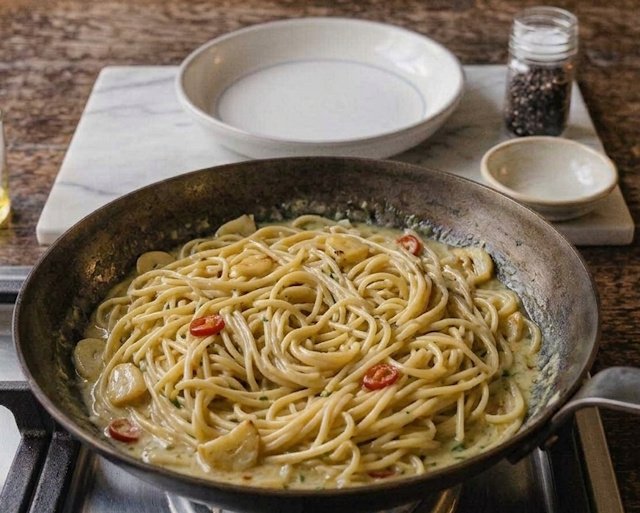 Espaguetis de ajo, aceite y guindilla